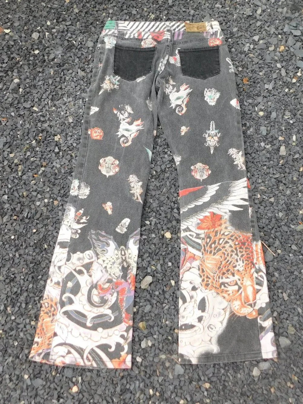 Just Cavalli Y2K Live Free or Die Tattoo Jeans 28/42 Italy